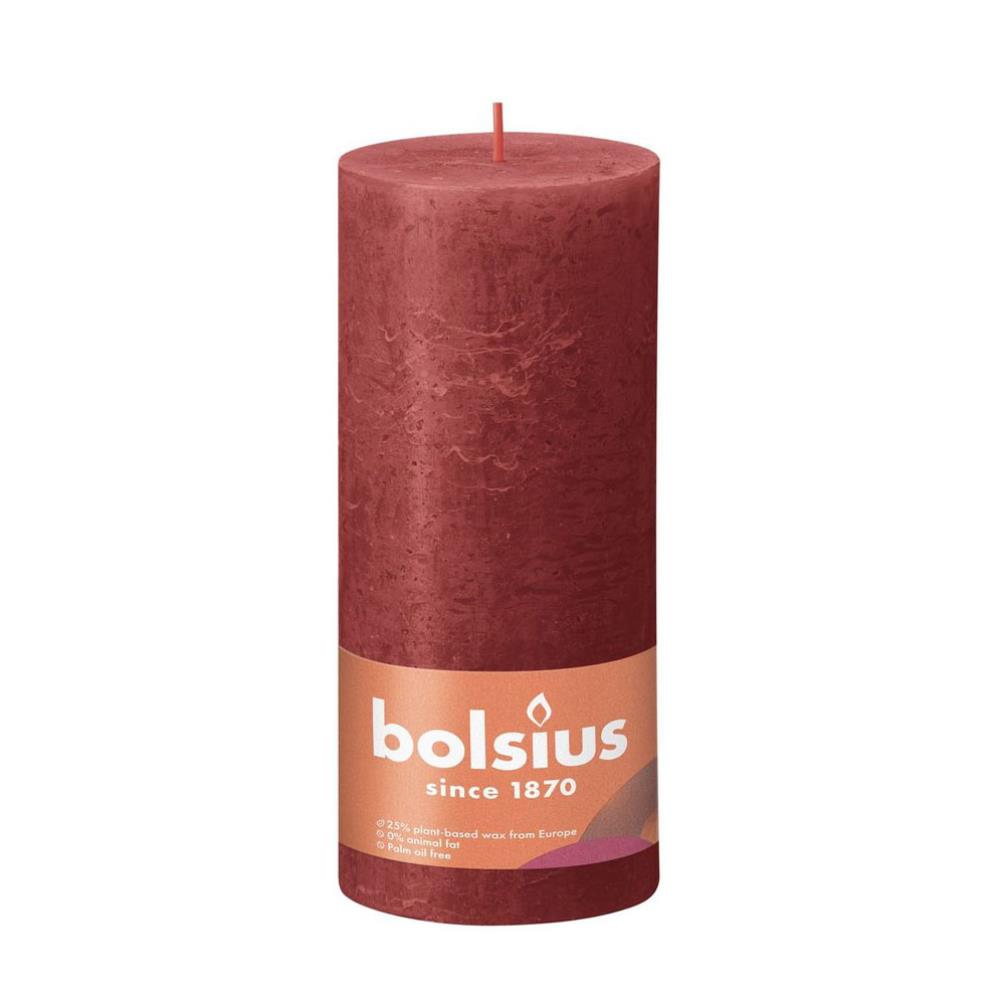 Bolsius Delicate Red Rustic Shine Pillar Candle 19cm x 7cm £8.99